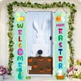 thumbnail image 3 of JeashCHAT Happy Easter Bunny Porch Sign Easter Decorations Hanging Sign with Cute Bunny and Eggs Door Banner, Hello Spring and Happy Easter Porch Banner for Indoor Outdoor Wall Front Door, 3 of 5