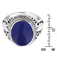 thumbnail image 4 of Vintage Inspired Round Dark Blue Lapis Leaf Accent Sterling Silver Ring – 10, 4 of 5