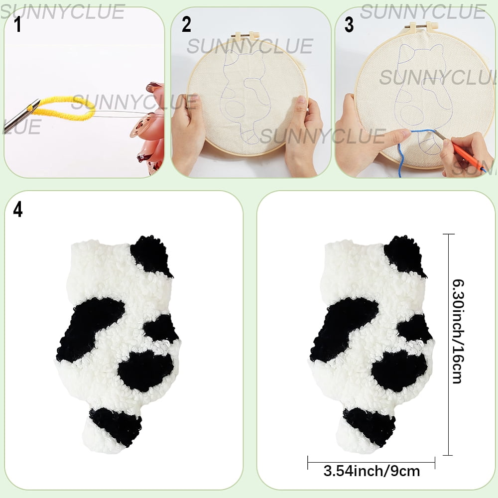 DIY Coaster Punch Needle Embroidery Starter Kits for Beginners Included Embroidery Hoops & Thread Non-woven Fabric Cat Shape 260x260x0.8mm