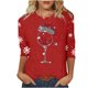 thumbnail image 1 of Navidad Mujeres Tops, Manga 3/4 Cuello Redondo Suéter con Impresión de Vacaciones, Camiseta de Manga Larga, 1 of 5
