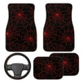 thumbnail image 2 of Pzuqiu Red Cobweb Car Floor Mats Car Steering Wheel Cover Full Set Easy to Install 5 Piece Car Floor Mats All Weather with Anti-Slip Pad Removable Automotive Accessories for SUV, Vans,Sedan,Truck, 2 of 6