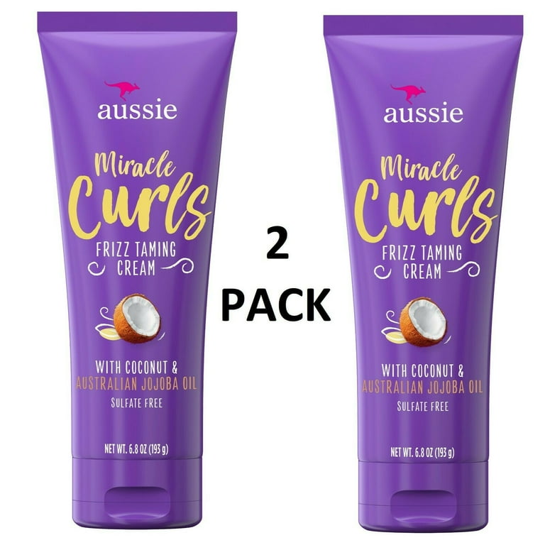 Aussie Miracle Curls Frizz Taming Cream Coconut & Jojoba 6.8 oz