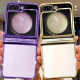 thumbnail image 6 of for Samsung Galaxy Z Flip 5 Case Plating Frame Electroplate Clear Luxury Elegant Case Camera Protector Soft TPU Shockproof Protective 3 PCS Anti-Skid Galaxy Z Flip 5 Case -Purple, 6 of 12