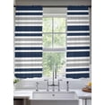 thumbnail image 2 of Navy Blue Grey Striped Sheer Curtains 63 Inch Length 2 Panels Set, Semi Transparent Voile Rod Pocket Curtains for Living Dining Room Bedroom Drapes Gradient Horizontal Lines, 2 of 6