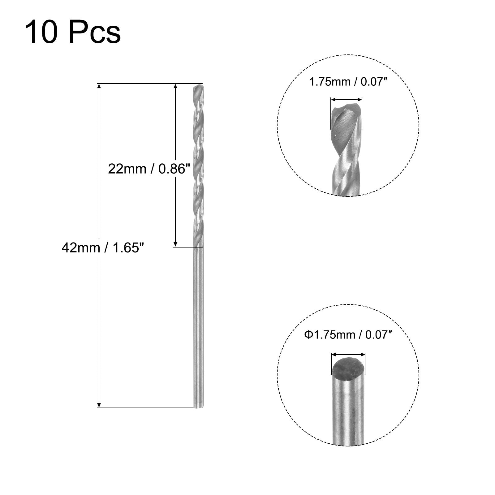 Unique Bargains 10pcs Fully Ground HSS W6542 Micro Drill Bits 1.81" Length 0.069" Diameter