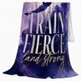 thumbnail image 2 of Motivational Gymnast Design Train Fierce Land Strong Text, Dramatic Artistic Scene, Warm Flannel Blanket for Home Library and Reading Nook, Art Lovers Housewarming Gift, Artistic Home Decor, 2 of 9