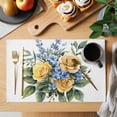 thumbnail image 2 of Yellow Blue Floral Leaves Placemats Set of 4 Garden Flowers Botanical Place Mats Indoor Wipeable Table Mats Washable Cloth Dining Table Placemats for Kitchen Holiday Party Home Decor 13x19 Inch, 2 of 9