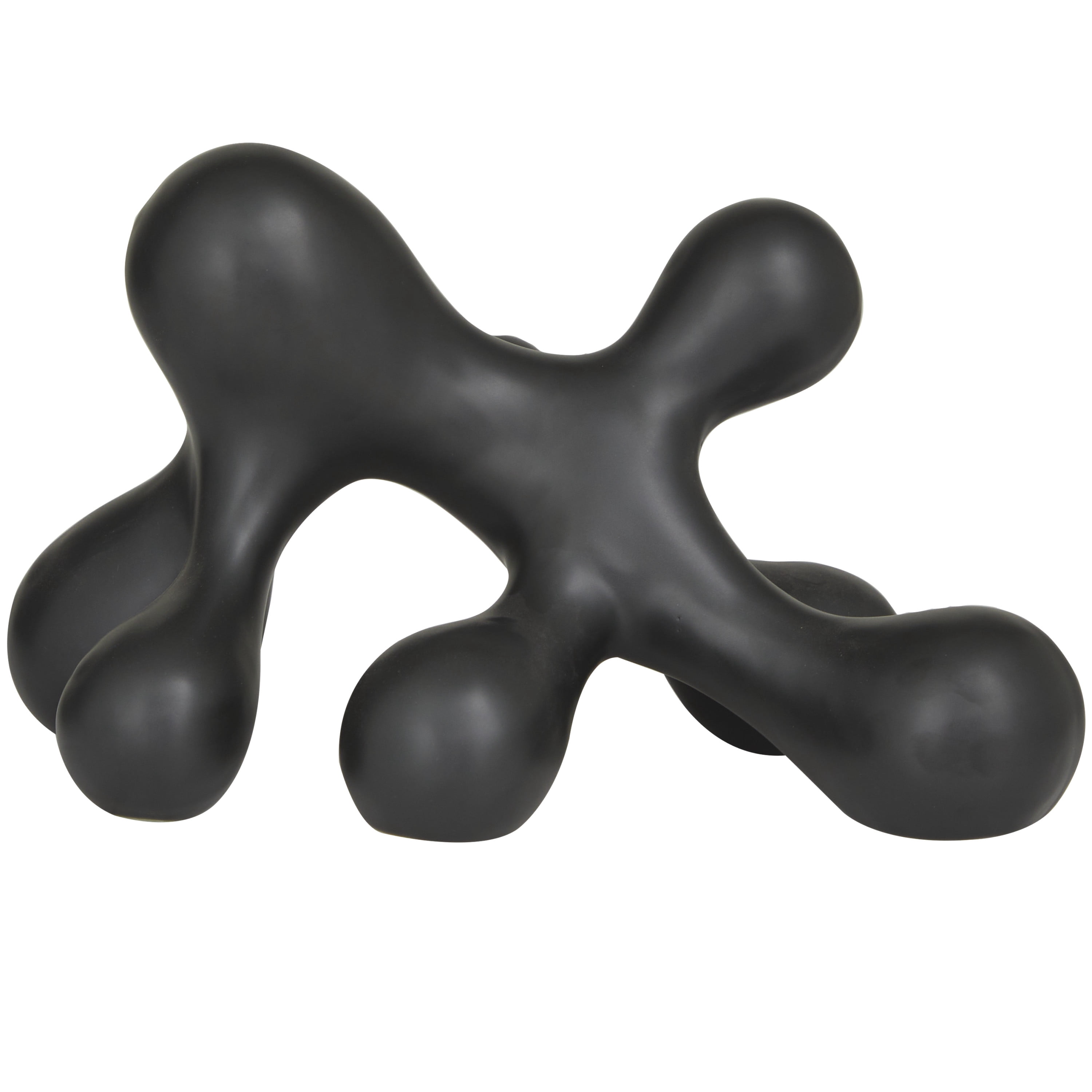13" x 7" Black Porcelain Molecule Abstract Sculpture, by CosmoLiving by Cosmopolitan