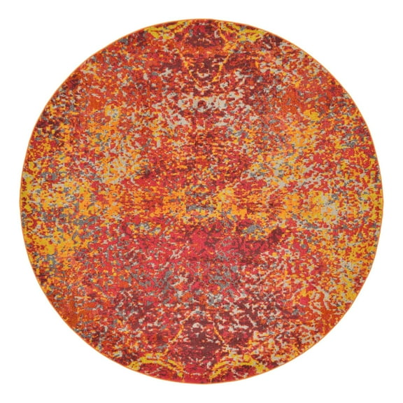 Unique Loom Estrella Collection Area Rug - Pavilion (8' Round Red/Beige)