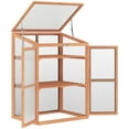 thumbnail image 2 of Outsunny Fir Wood Garden Planter Greenhouse w/ Panels, Shelves, Natural, 2 of 9