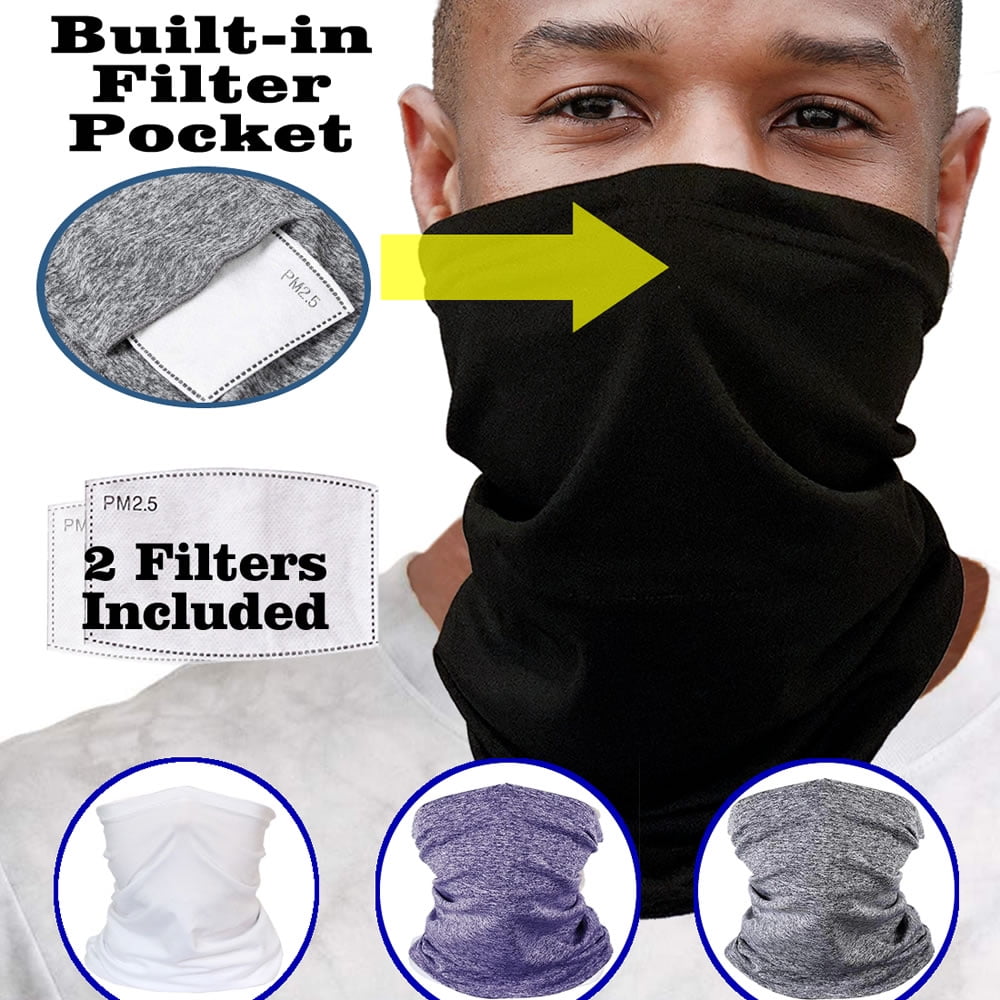 Black Face Mask Washable and Reusable Balaclava Motorcycle Face Cover Bandana 