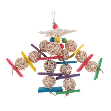Bird Cage Hanging Toy Of Rattan Balls Beads