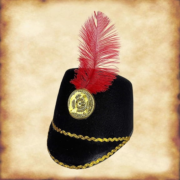 Vintage Military Style Marching Band Hat – Classic Dress Up Cap for Men and Women in One Size, Retro cosp^lay Headwear with Feather Plume