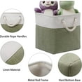 thumbnail image 3 of Cube Storage Bins, Collapsible Fabric Storage Cubes Bins, 11 Inch Cube Storage Bins with Handles, Foldable Storage Cubes (White/Green, 6Pack), 3 of 12