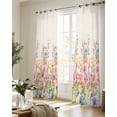 thumbnail image 5 of Pink Flowers Sheer Curtains 84 Inch Length 2 Panels Set for Living Room/Bedroom, Spring Floral Daisy Vintage Pastoral Botanical Kitchen Curtains Grommet Curtains Window Treatments 52"x84"x2, 5 of 7