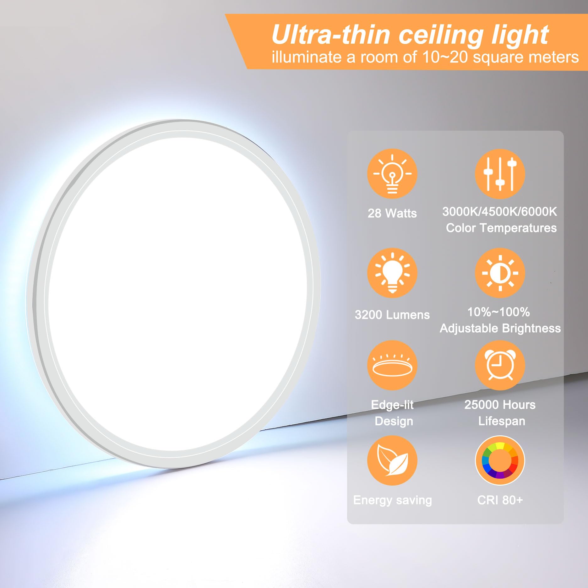 JOUALY 12-Inch LED Flush Mount Ceiling Light, 2-Pack photo 2