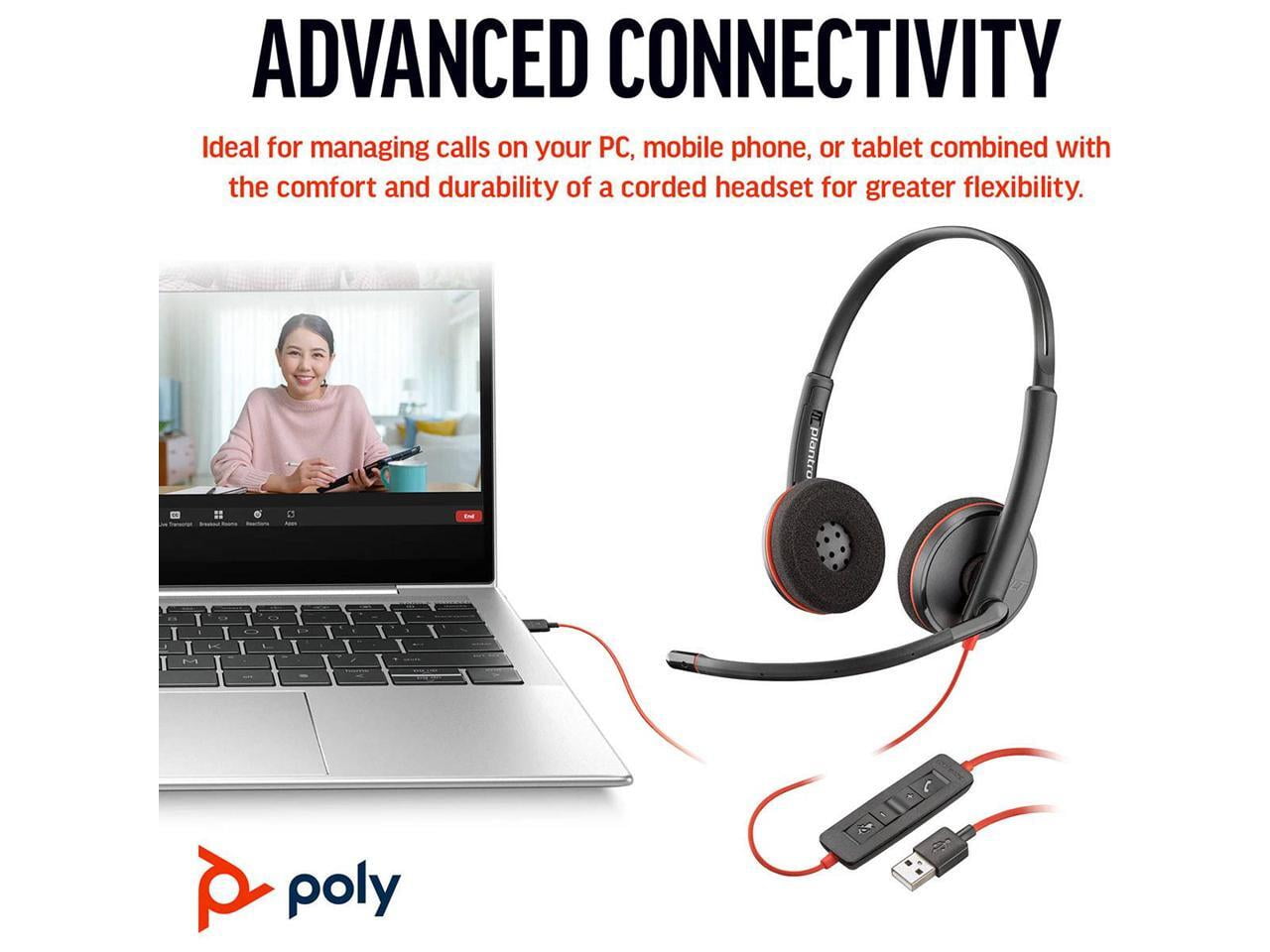 Poly Blackwire 3220 Stereo USB-C Headset +USB-C/A Adapter - Stereo - USB Type C, Mini-phone (3.5mm) - Wired - 32 Ohm - 20 Hz to 20 kHz - On-ear, Over-the-head - Binaural - Supra-aural - 5.20 ft Cab...