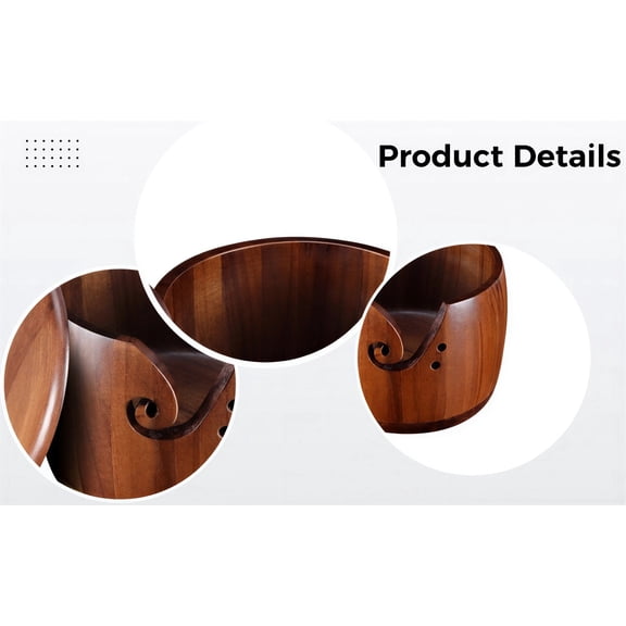 Smooth Yarn Bowl with Lid, 8.3 x 7.5 In / 21 x 19 cm Natural Pine Wood Knitting Bowl, Dustproof, Winding-Free Design, Crocheting Yarn Holder for Hand-Woven Craft & DIY Accessories