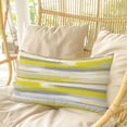 thumbnail image 4 of Yellow Gray Stripes Pillow Covers, Linen Long Throw Pillow Case, Watercolor Modern Abstract Minimalist Holiday Pillow Protector Decorative Cushion Cover for Living Room/Bedroom 12" x 20", 4 of 8
