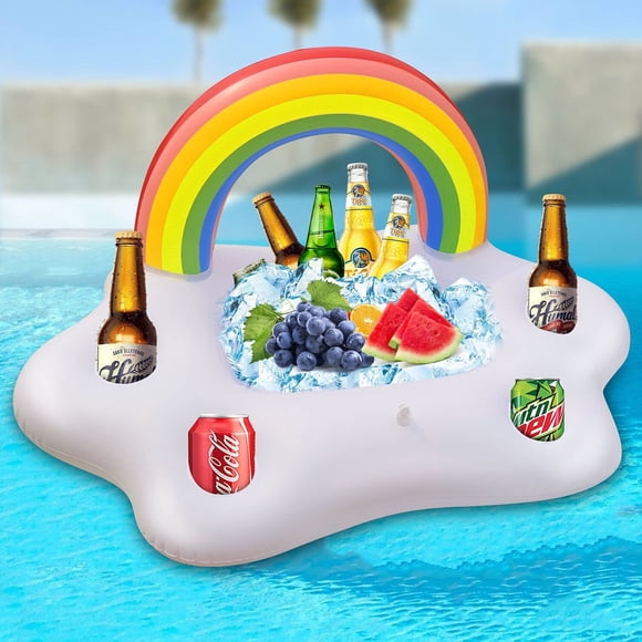Giant Inflatable Rainbow Cloud Drink Holder, Luxury Bar Accessory Float, Perfect for a Summer Pool Party