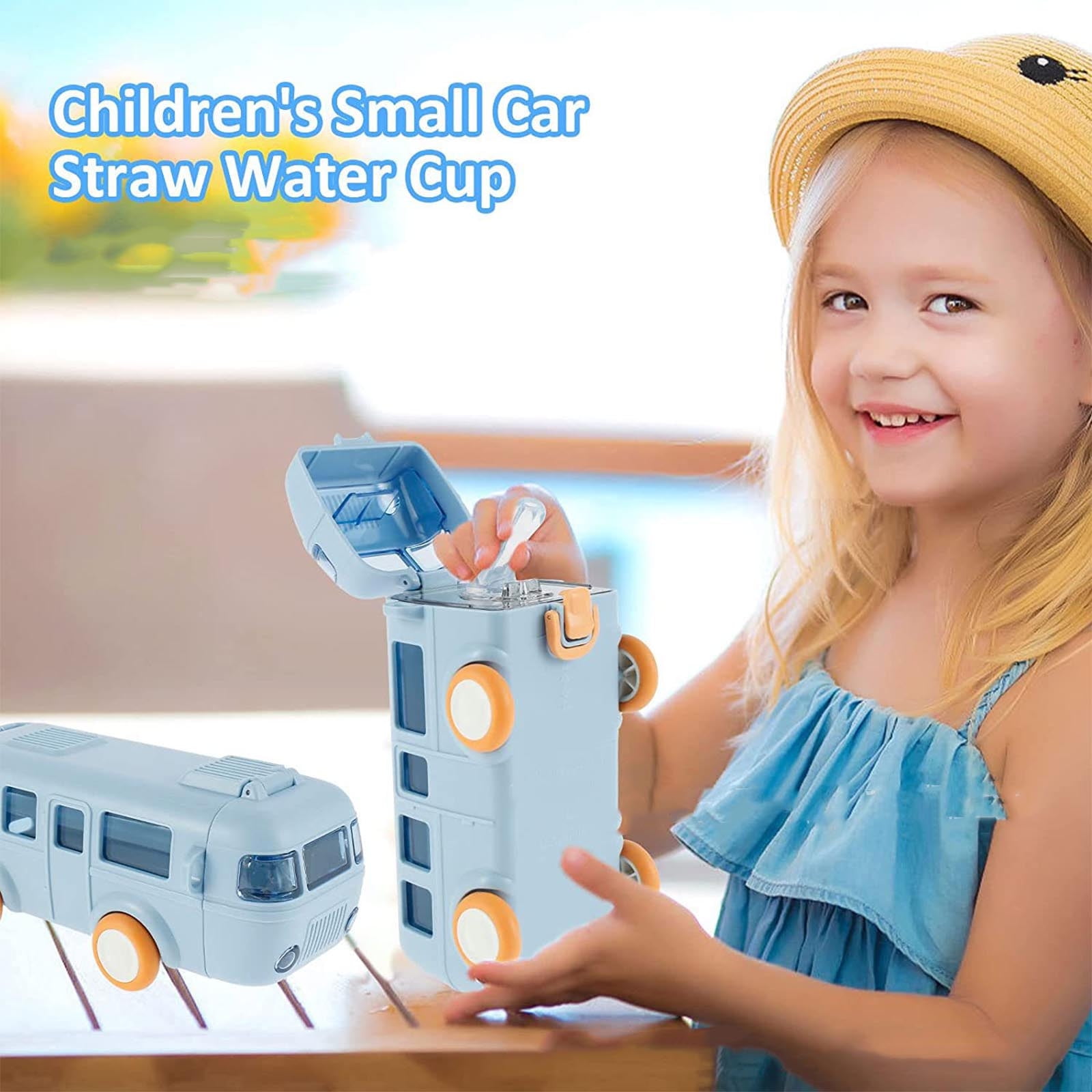 Jubipavy Baby Bus Water Cup For Students Straw Water Bottles Bus Modeling Straw Water Cup Opening Season Sale