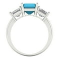 thumbnail image 4 of 4.0ct square emerald cut turquoise 14k white gold 3 stone Bridal Wedding Engagement Promise Anniversary Ring for Women size 8.5, 4 of 7