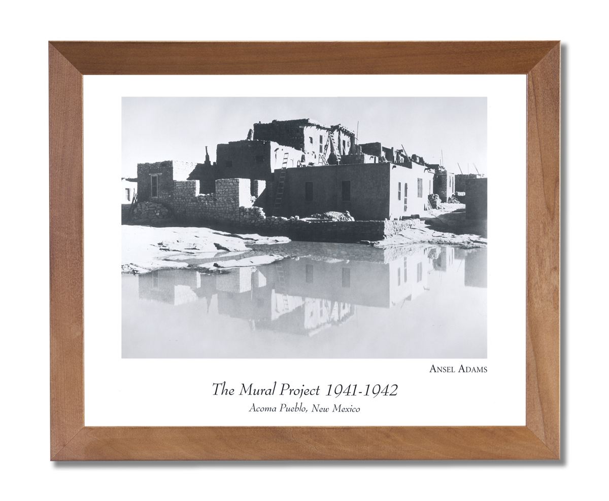 Ansel Adams B/W Photo Pueblo Landscape Wall Picture Honey Framed Art