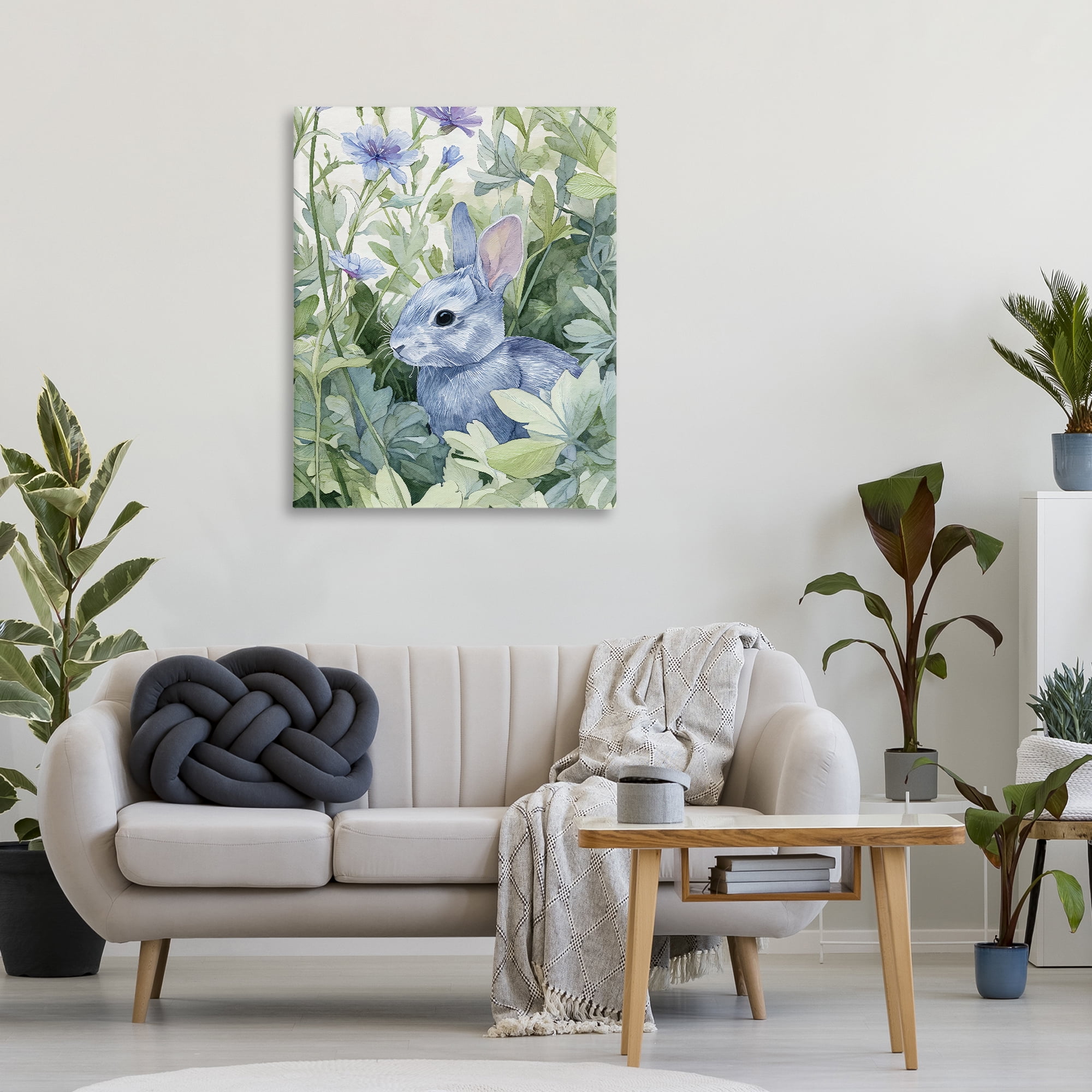 Stupell Industries Blue Bunny Among Leaves Canvas Wall Art, design by Franklyn Gregory