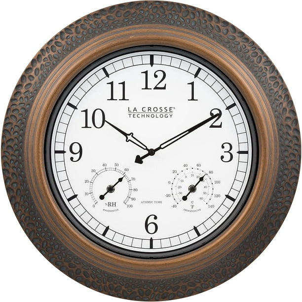 La Crosse Technology 4333256AINT 21inch Bronze Indoor/Outdoor Atomic Analog Wall Clock