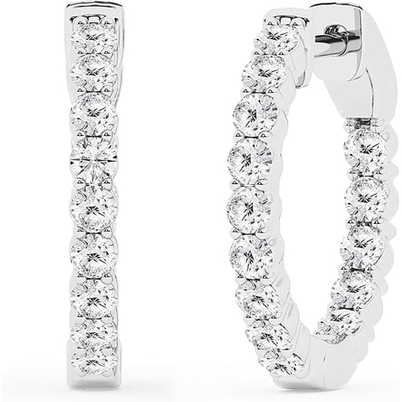 Unique Moments 1 Carat Lab Grown Inside Out Diamond Hoop Earrings for Women, Sterling Silver, G-SI