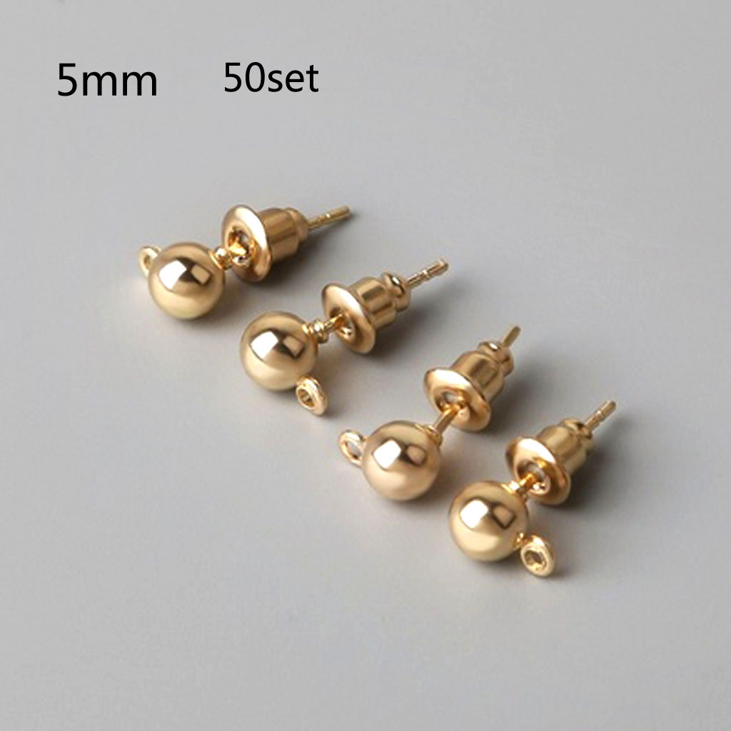 HGYCPP 50 Sets Earring Studs Ear Pin Ball Post with Earring Backs DIY Jewelry Findings - image 4 of 17