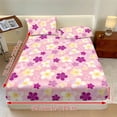 thumbnail image 2 of COEQINE Twin XL Sheet Set Breathable Soft Bedding Sheet Set 3 Pieces Deep Pocket Holiday Bedding Set with All Around Elastic for a Snug Fit, Tropical Plumeria Purple, 2 of 5