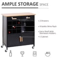 thumbnail image 4 of HOMCOM Portable Kitchen Trolley with Bamboo Top Storage Cabinet and Wine Rack (Black ), 4 of 10