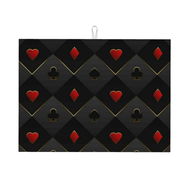 Fotbe Red Poker Alfombrilla de Secado para Cocina con Estampado, 18x24 Pulgadas