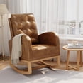 thumbnail image 1 of GloryStar High Back Nursery Rocking Chair, Modern Glider with Sturdy Wood Legs for Nursery Furniture, 1 of 8