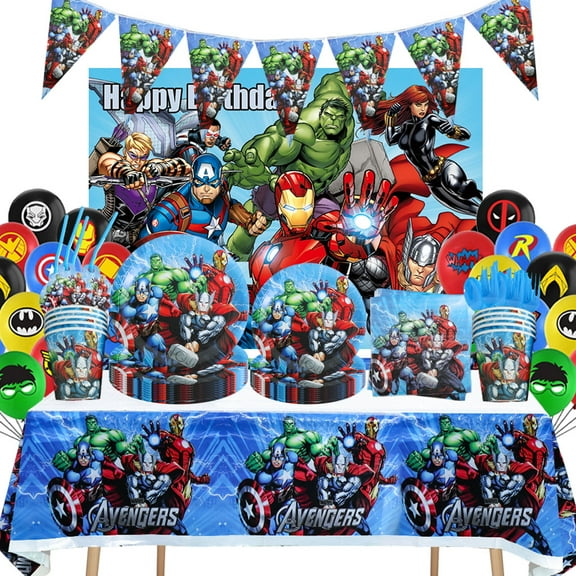 The Avengers Birthday Party Supplies, Iron Man Birthday Decorations & Tableware Set - Banner Balloon etc Hulk Birthday Decorations for Kids