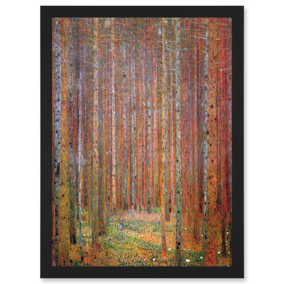 Gustav Klimt Tannenwald Iandscape Autumn Trees Orange Painting A4 Artwork Framed Wall Art Print