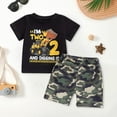 thumbnail image 2 of Nwiuh Infant Boy Clothes Baby Boy Summer Outfits SetsLittle Kids Short Sleeve Funny Letter Print T-Shirt Camo Shorts Clothing Set (Z03-Yellow, 5-6 Years), 2 of 4