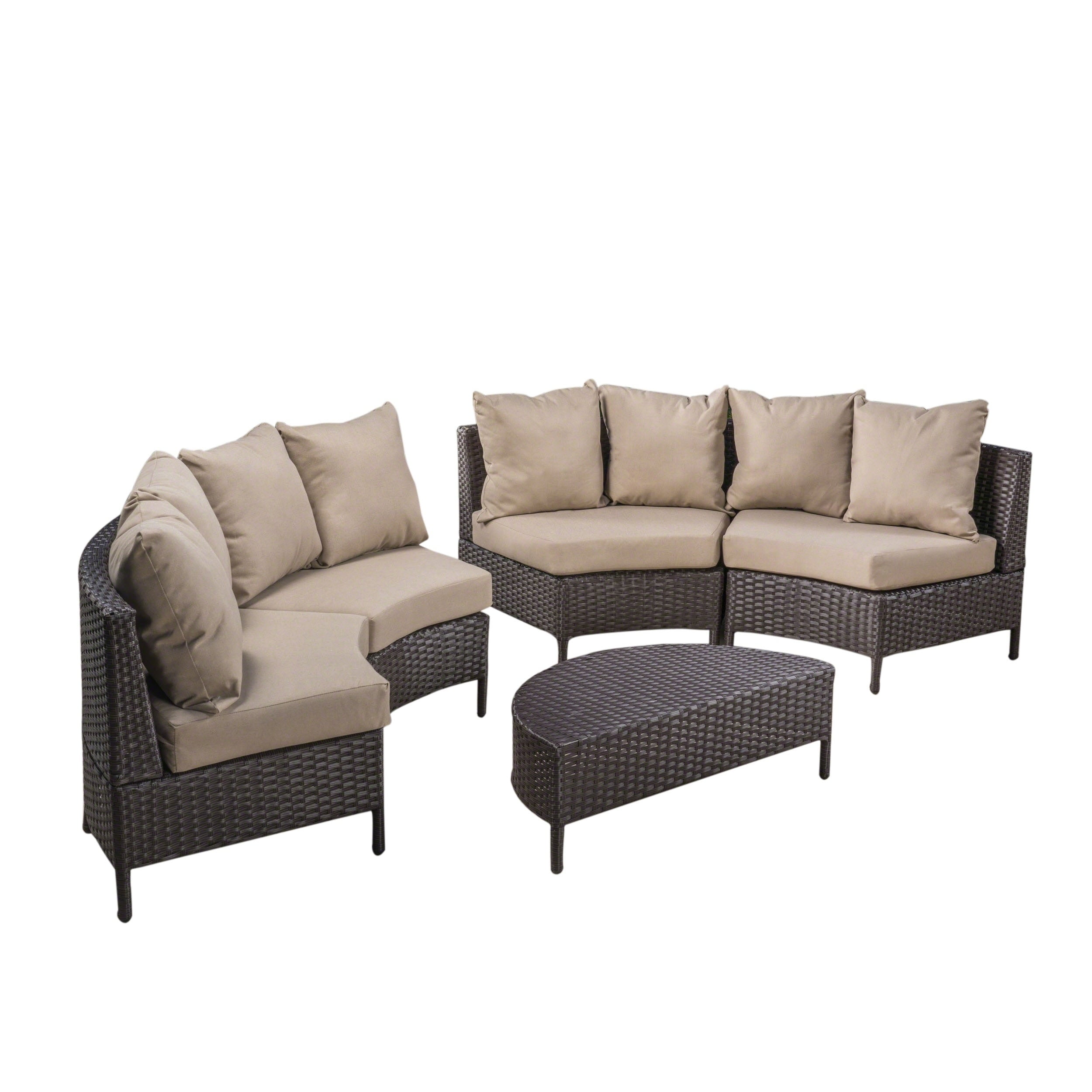 Newton 5pc Wicker Patio Lounge Set- Brown - Christopher Knight Home