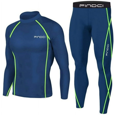 Thermal Underwear for Men Long Johns Set with Fleece Lined Winter Fitness Workout Warm Base Layer Sport Top & Bottom