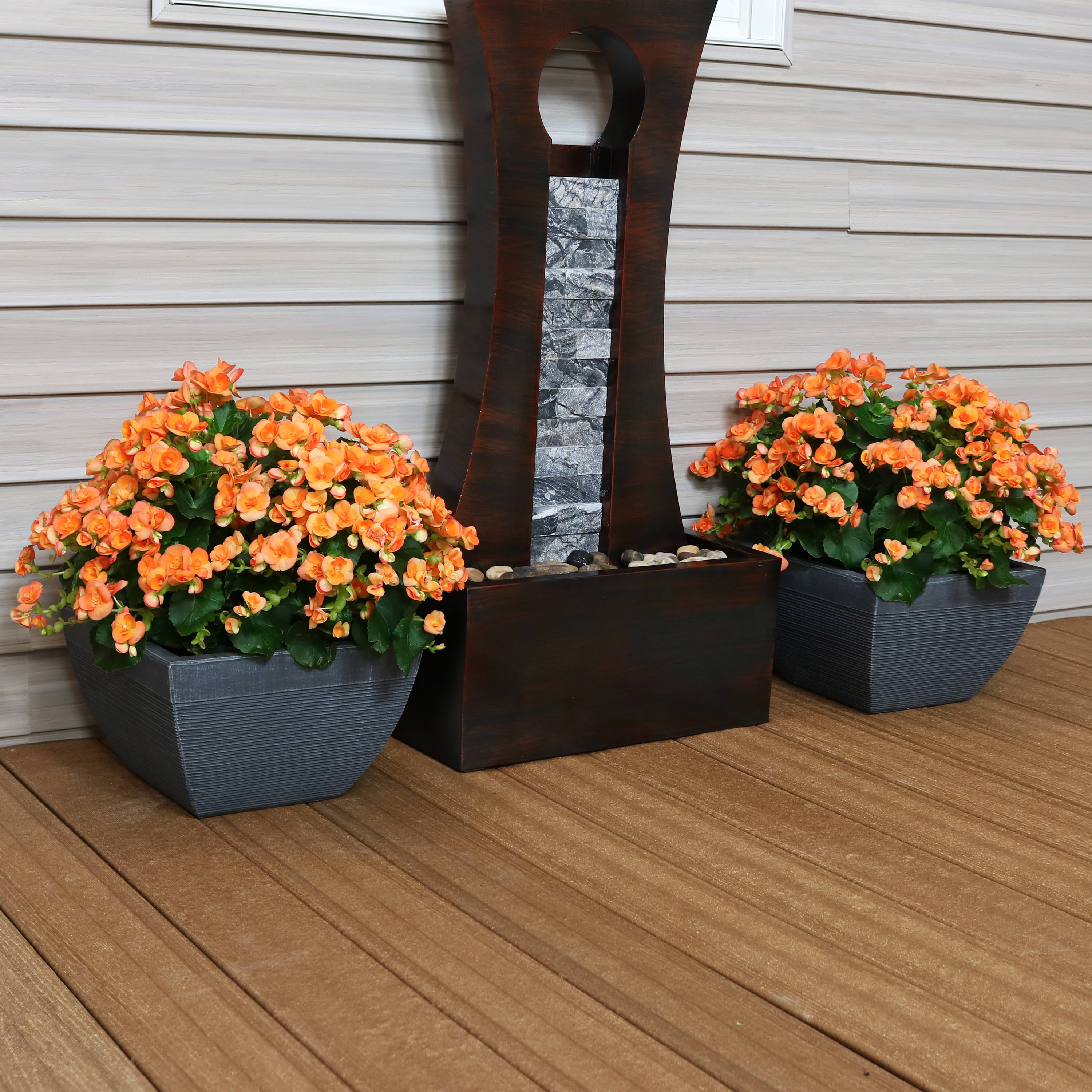 Set of 2-12" Sunnydaze Residency Fiber Clay Indoor/Outdoor Modern Planter 