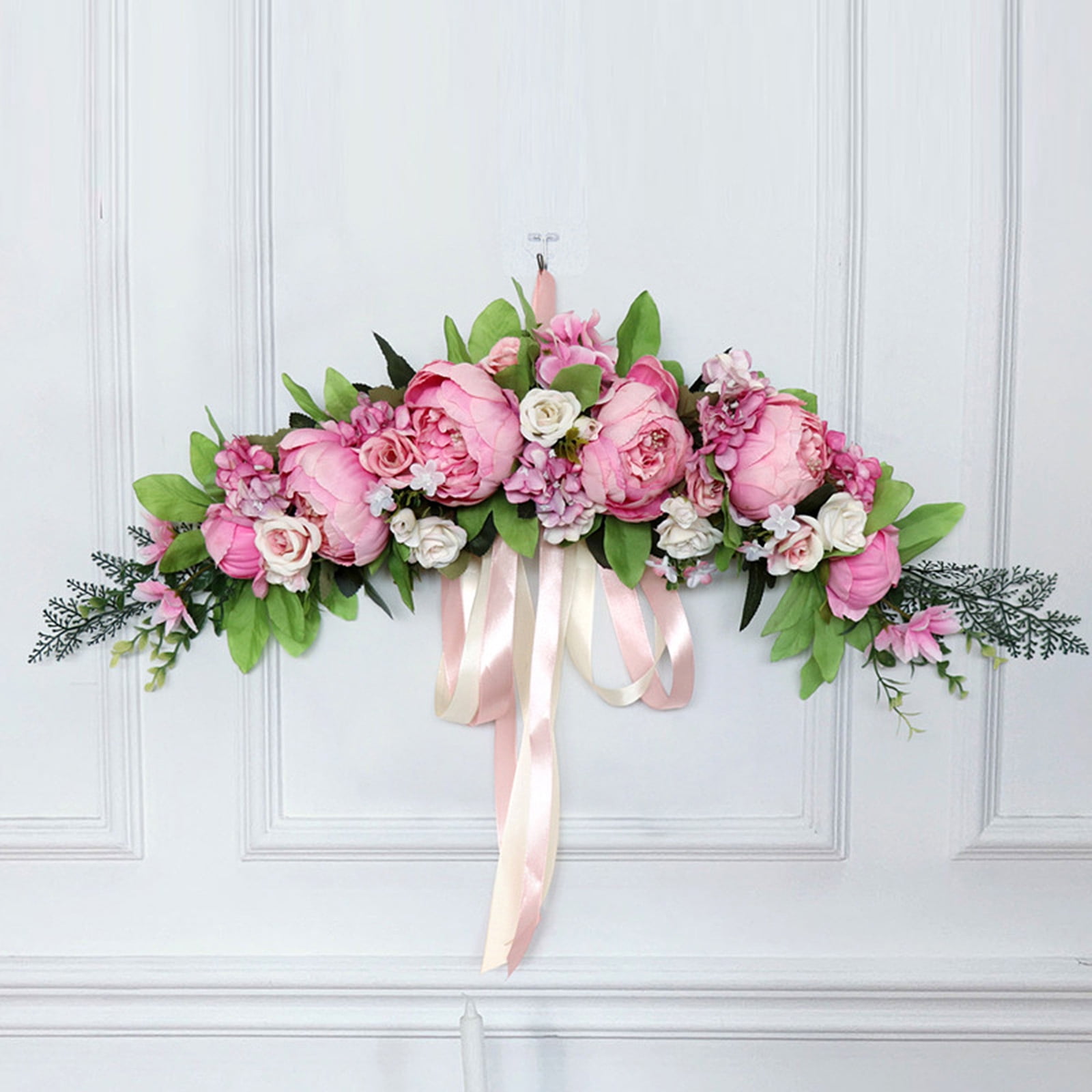 Creativearrowy Artificial Peony Flower Swag Dried Flowers Front Door Hanging Decor Lintel Festival Celebration Simulation Wreath Walmart Com Walmart Com