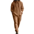 thumbnail image 6 of YABCSAZ Men's 2 Piece Cotton Linen Sets Casual Long Sleeve Button Hoodie and Loose Pants Set Beach Vacation Outfits Casual Lightweight Lounge Sets, 6 of 7