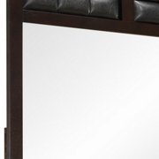 Benjara Rectangular Wooden Frame Mirror with Leatherette Panels, Brown
