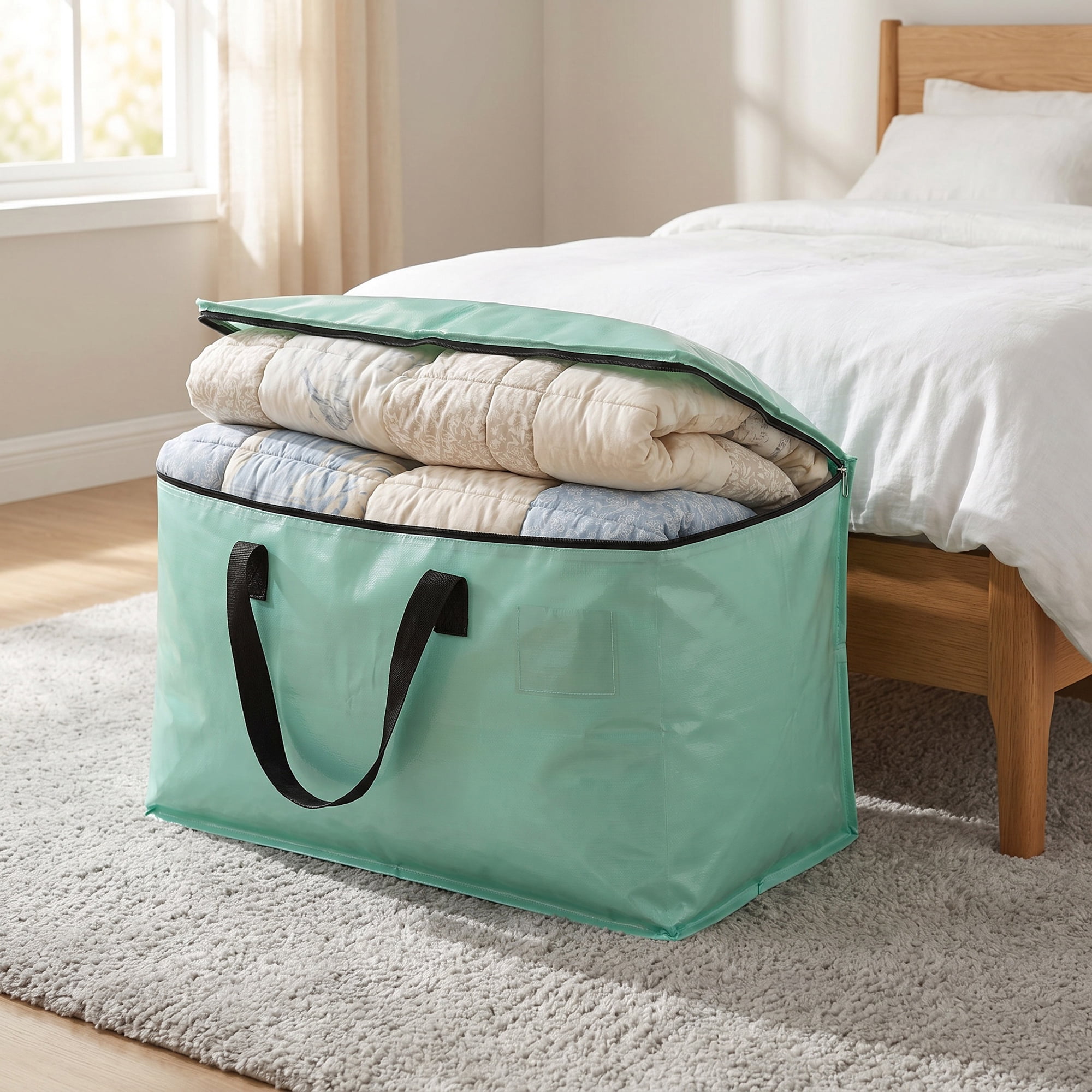 Unique Bargains Waterproof Hard-wearing Storage Duffel Bag Teal Green 27.2"x14.2"x13.8"