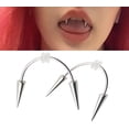 thumbnail image 1 of Smile Piercing Jewelry, 2pcs Halloween Vampire Teeth, Fake Vampire Lip Piercing, Stainless Steel Smile Lip Tiger Teeth Nails Vampire Piercing Jewelry for Costume Party Photo Props, 1 of 5