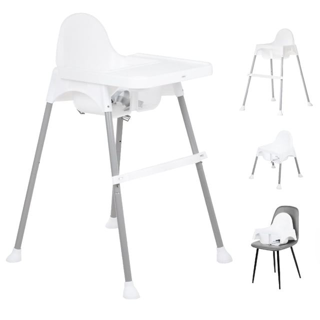 Silla Alta Periquera para Bebé 3 en 1 con Bandeja para Comer Blanca Bamby
