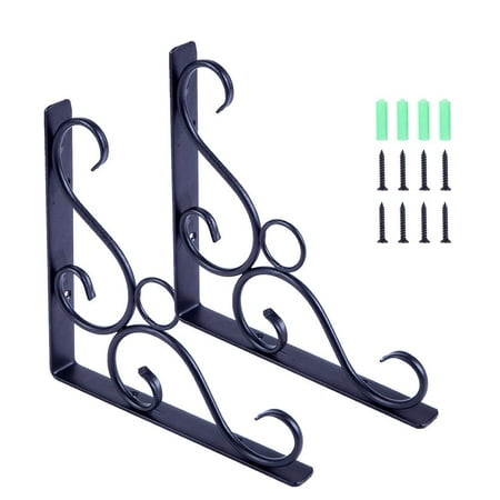 

SamyoHome 8.3 Inch 2Pcs Ornamental Shelf Bracket Antique Style Black