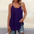 thumbnail image 2 of Yubnlvae Purple Women Pleated Top Shirt Spaghetti Strap Camisole Fit Casual Sleeveless Summer Tank Tops Fashion Shirt, S, 2 of 6