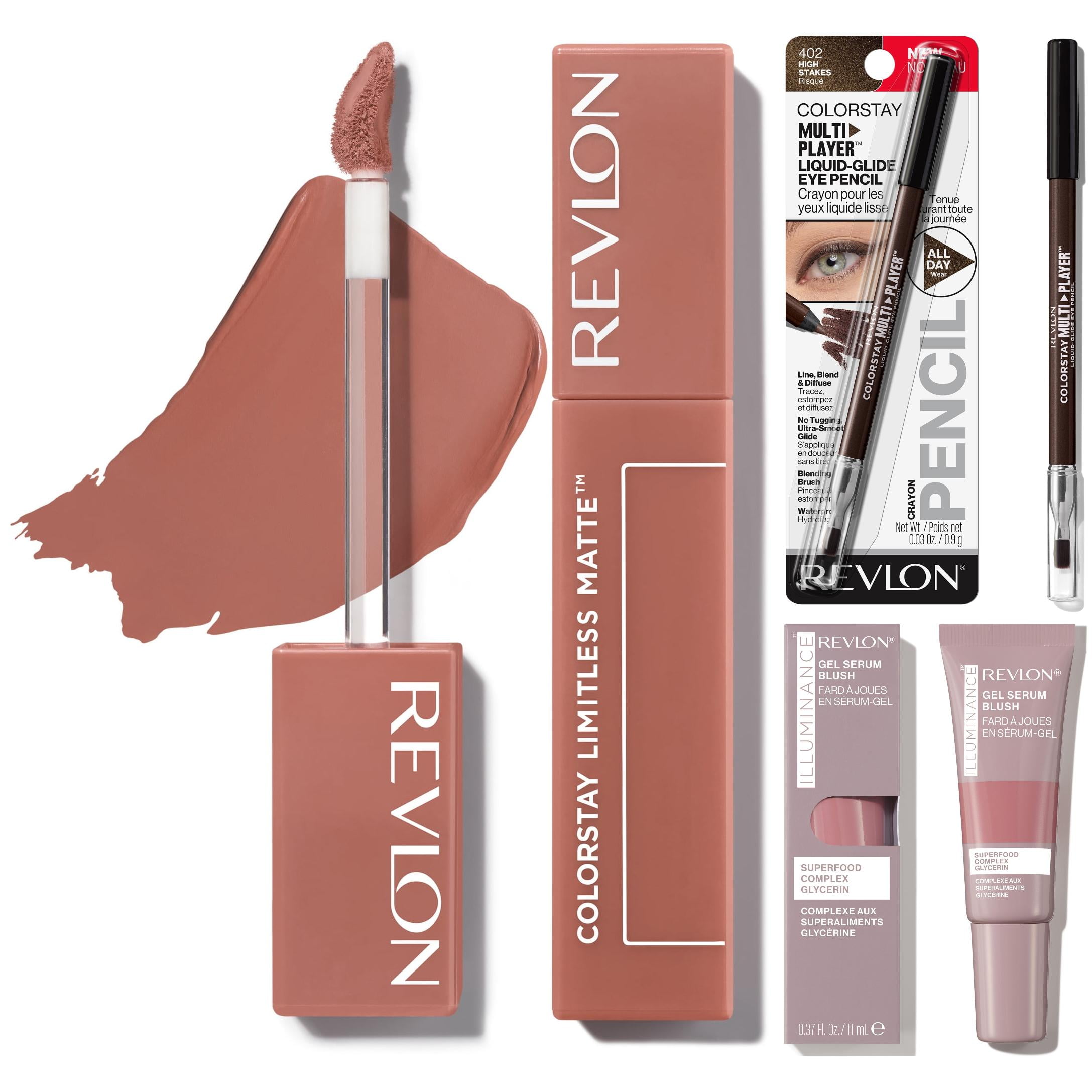 Revlon Sunset Siren Collection: Get the Look with Madelyn Cline, ColorStay Multiplayer Eye Pencil, ColorStay Limitless Matte Lipstick, Illumiance Gel Serum Blush, Pack of 3